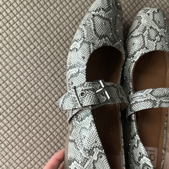 Gray Snakeskin Mary Jane Flats - Picture 2 of 4